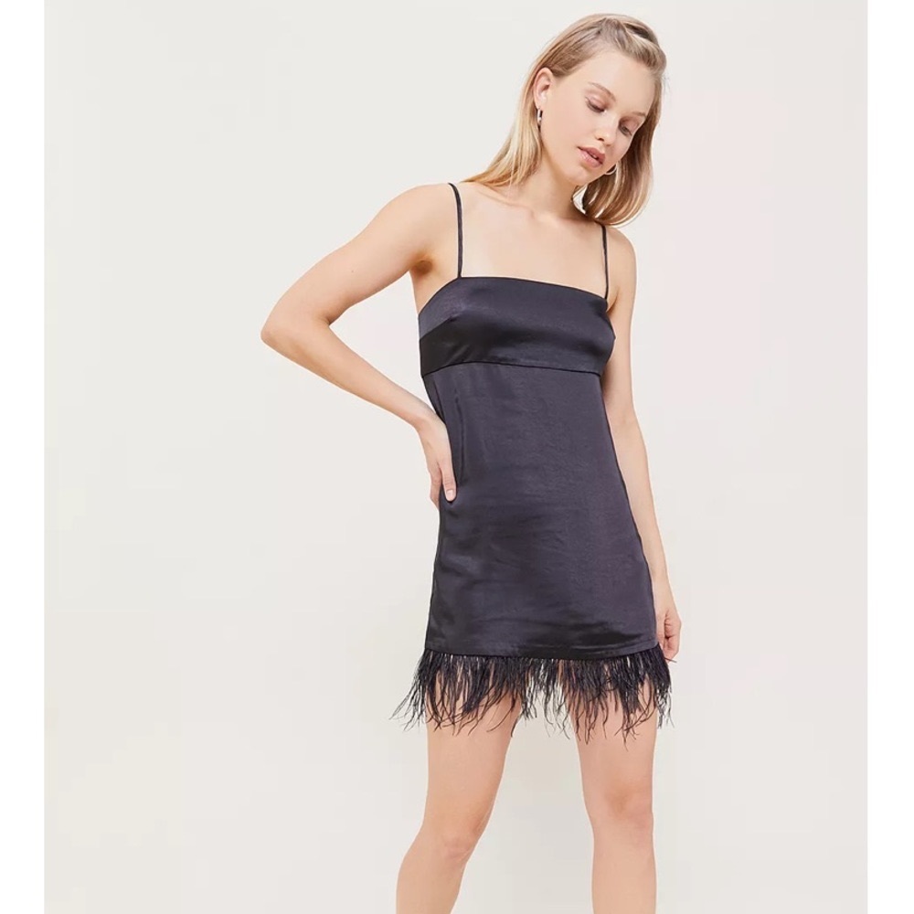 NWOT URBAN OUTFITTERS Rosebud Faux Feather Trim Mini Dress XS